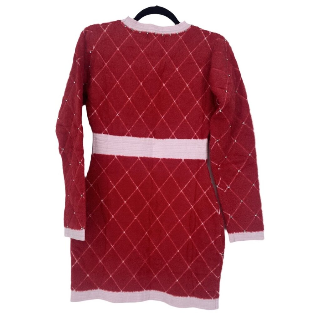 NWT Long Sleeve Front Pocket Coloblock Studs Detailed  Bodycon Mini Dress M - Picture 5 of 8